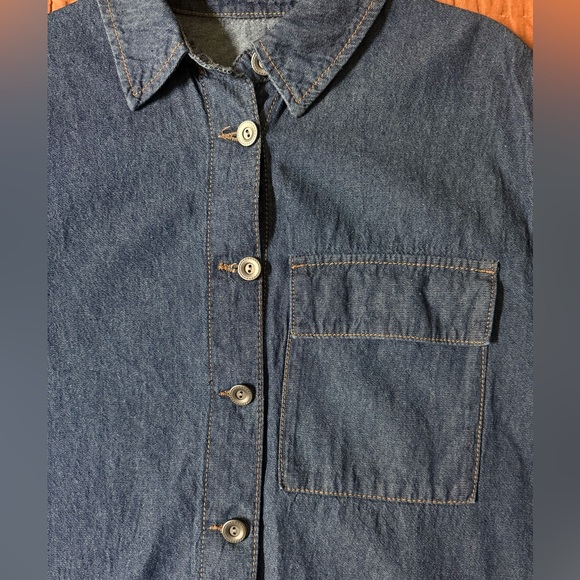 Korean Denim Short Sleeve Shirt - Picture 3 of 7